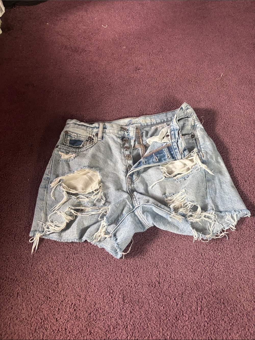 American Eagle Outfitters Light Blue Distressed Denim Cutoff Shorts
